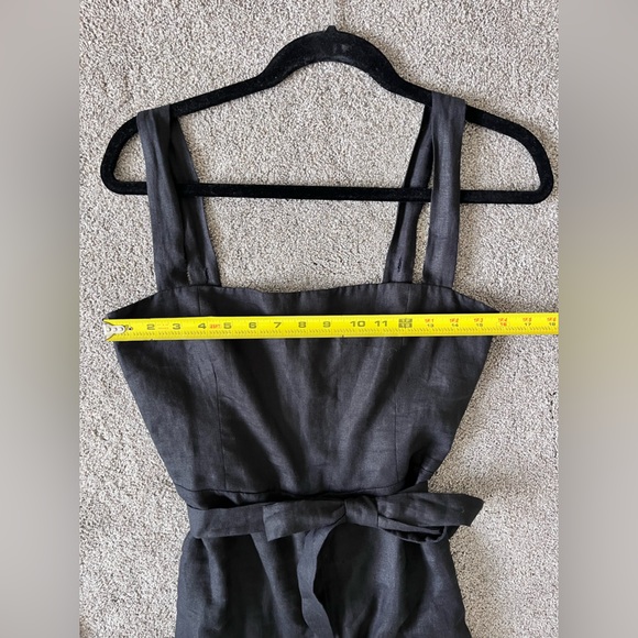 Reformation Birch Jumpsuit Black 100% linen belted wide leg size 8 petite - Picture 13 of 16